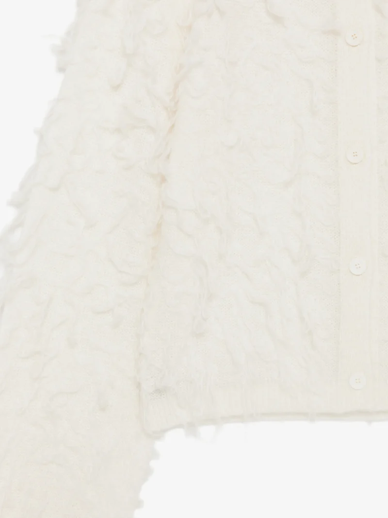 Cardigan Fabiana Filippi fringe-detail button-up alb - imagine 3