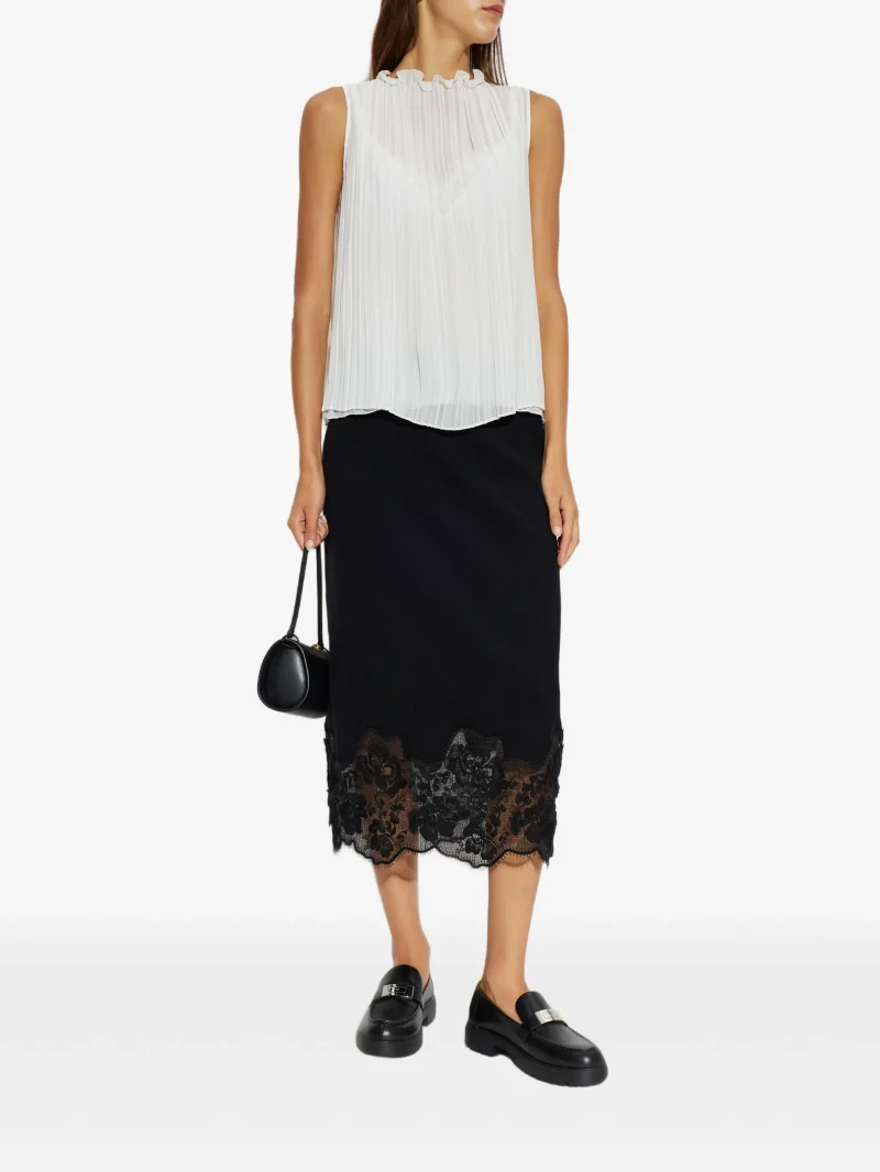 Alternative view of Fusta Fabiana Filippi lace-trim negru
