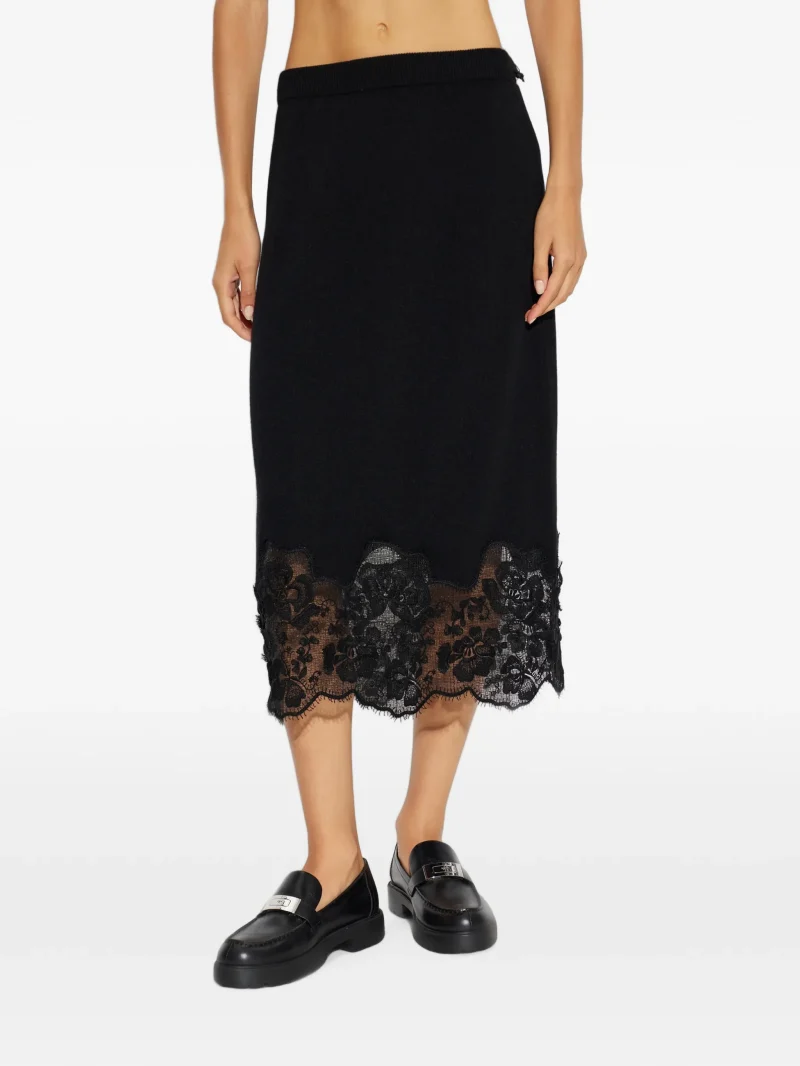 Fusta Fabiana Filippi lace-trim negru - imagine 5