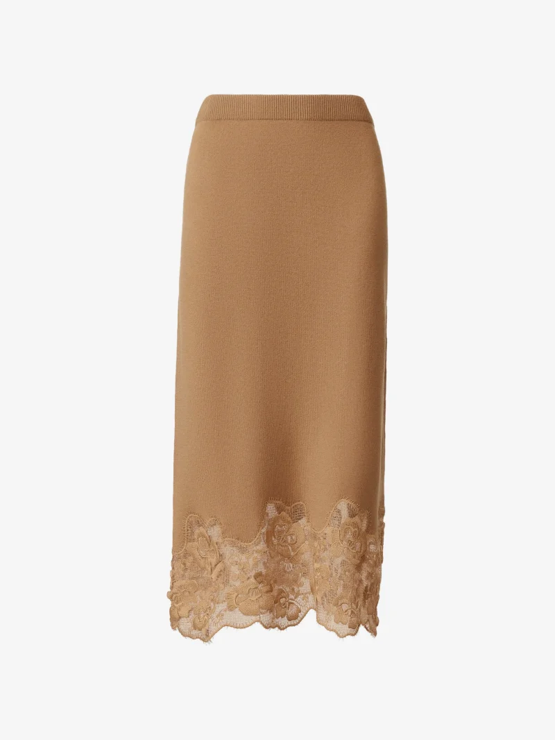 Fusta midi Fabiana Filippi lace-trim knitted maro