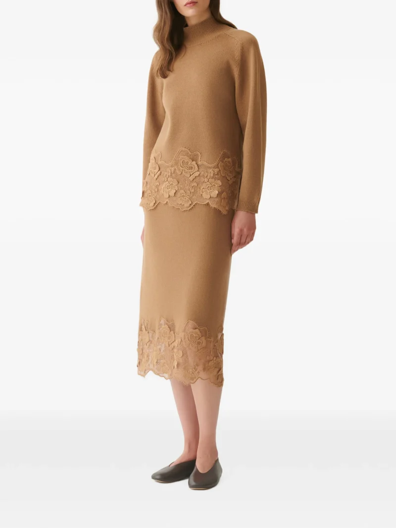 Alternative view of Fusta midi Fabiana Filippi lace-trim knitted maro