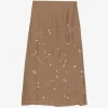 Fusta midi Lorena Antoniazzi floral-embroidered maro