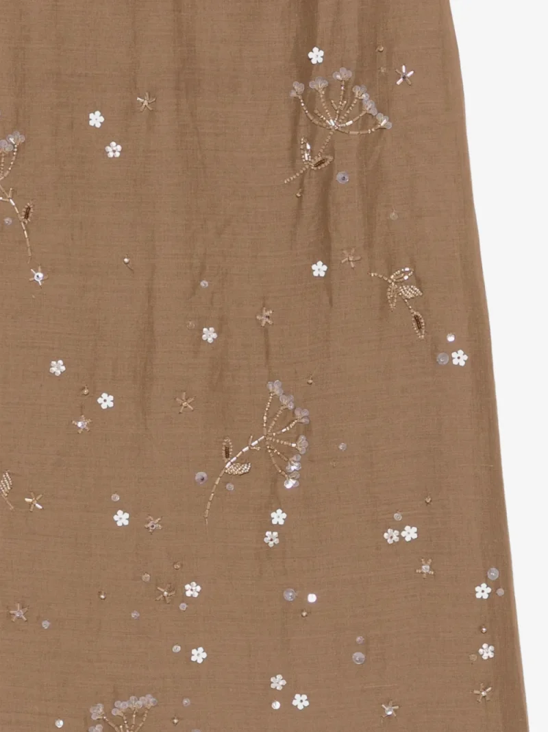 Fusta midi Lorena Antoniazzi floral-embroidered maro - imagine 3