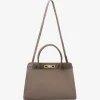 Geanta Fabiana Filippi suede twist-lock tote bej