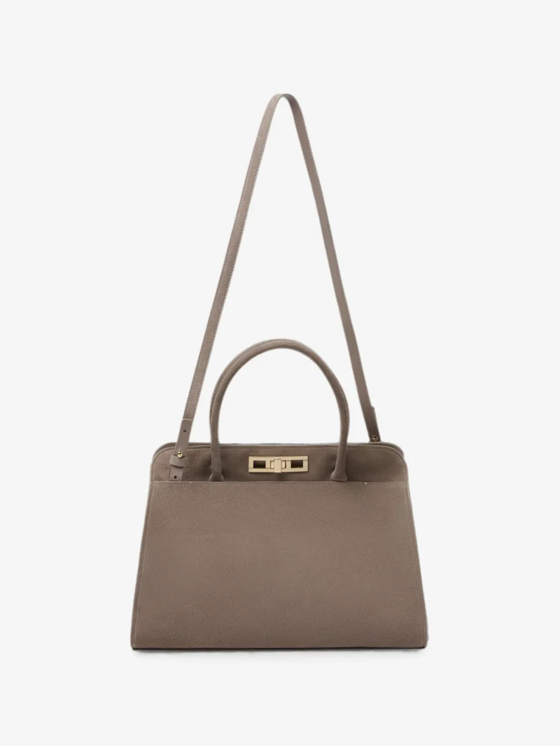 Geanta Fabiana Filippi suede twist-lock tote bej