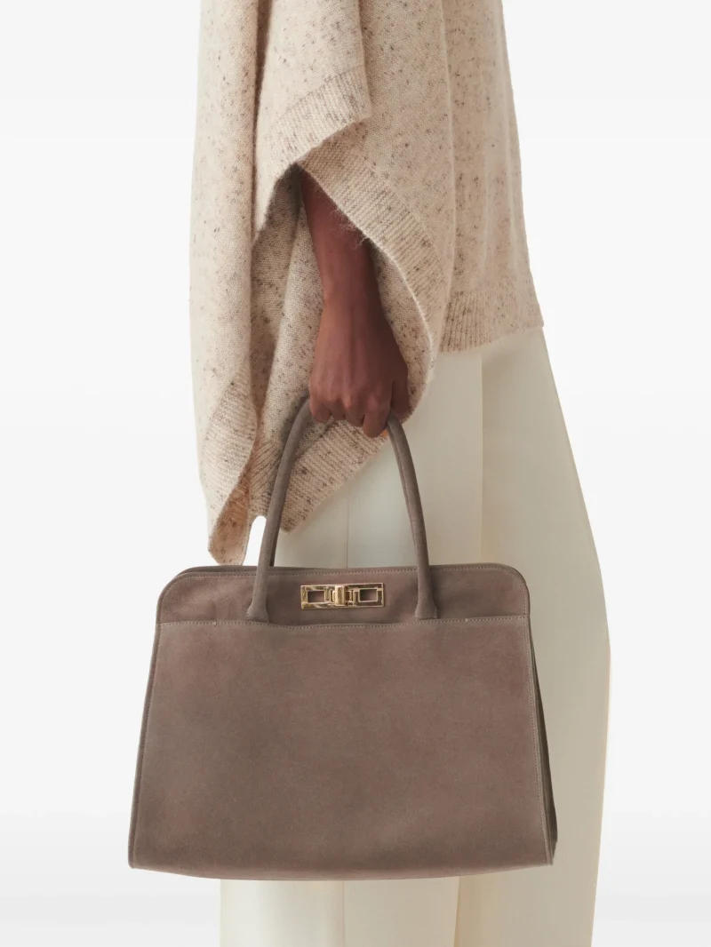 Alternative view of Geanta Fabiana Filippi suede twist-lock tote bej