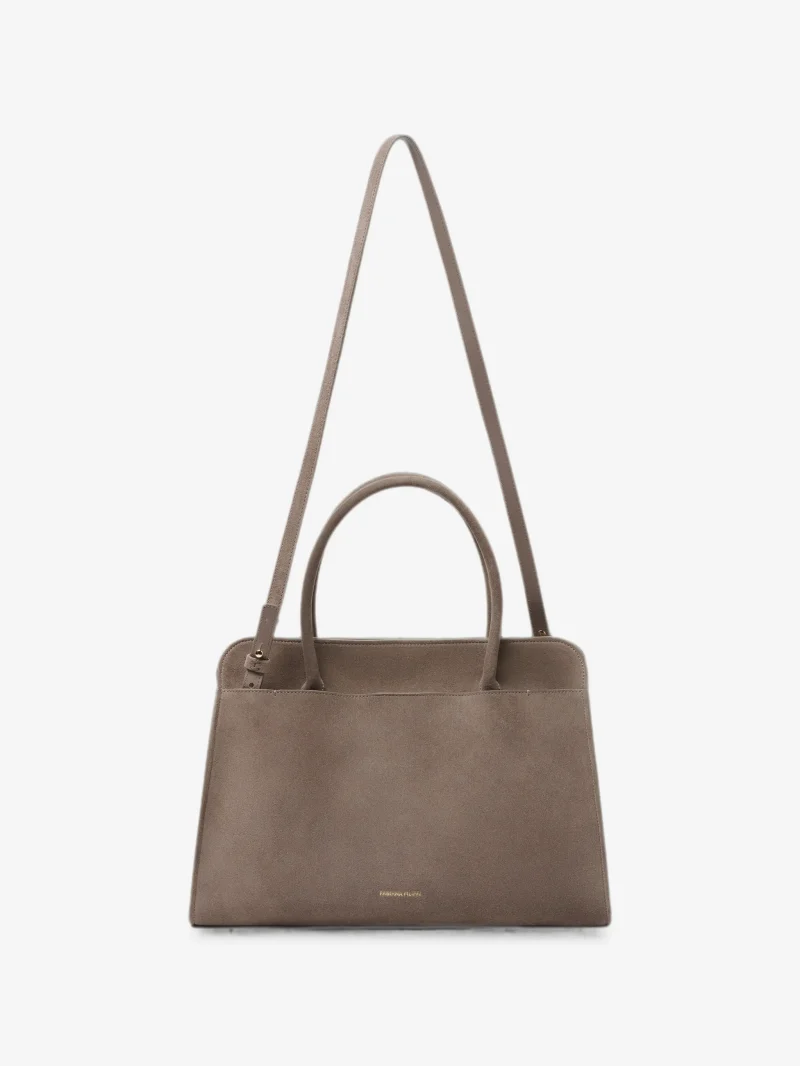 Geanta Fabiana Filippi suede twist-lock tote bej - imagine 5