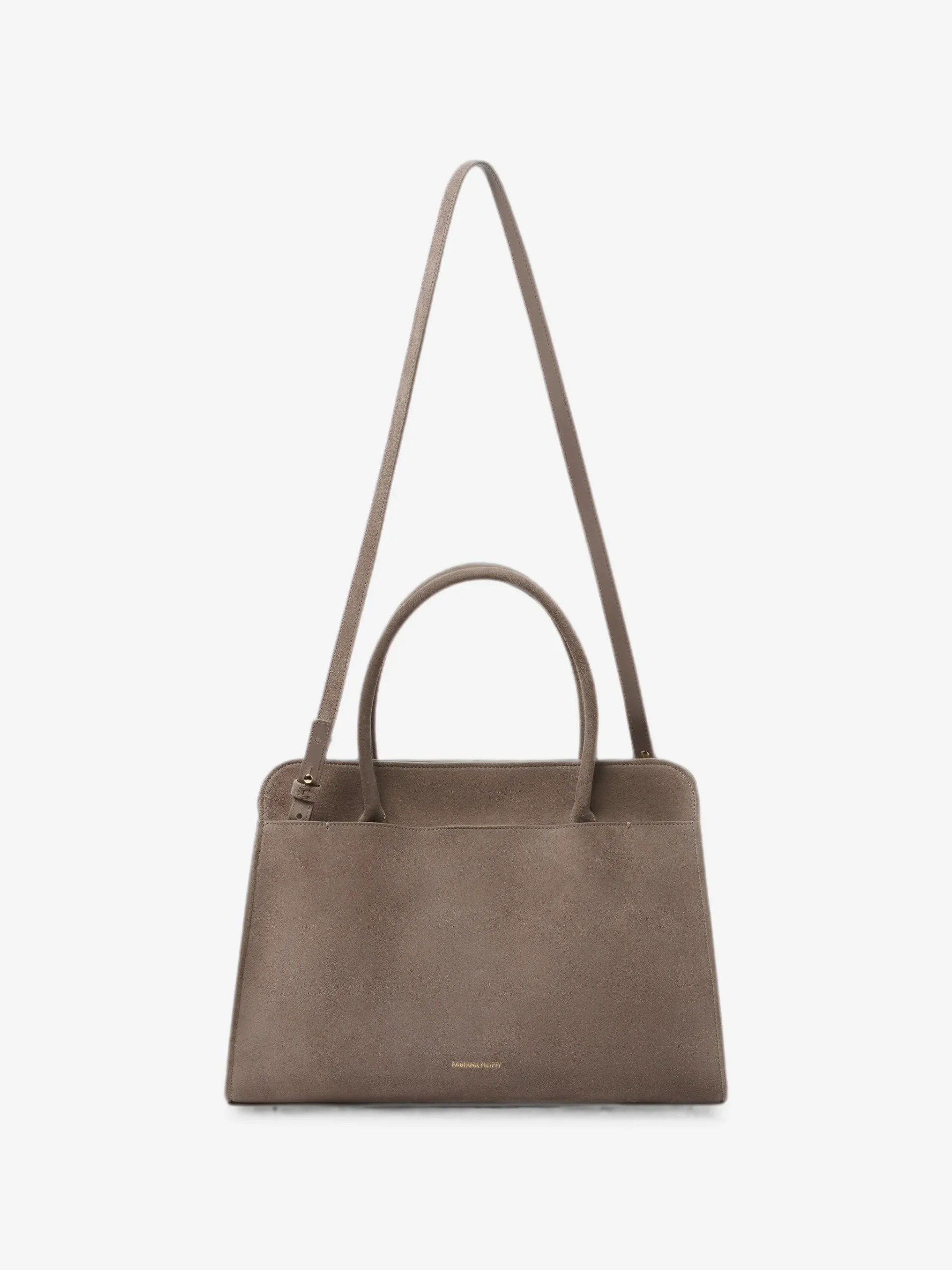 Geanta Fabiana Filippi suede twist-lock tote bej - imagine 5