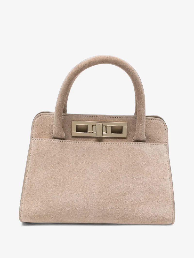Geanta mini Fabiana Filippi twist-lock suede tote bej