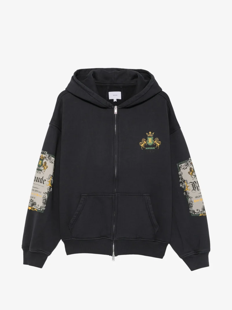 Hanorac Rhude graphic-print zip-up negru