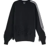 Pulover Y-3 Fringed-Detail Side-Stripe negru
