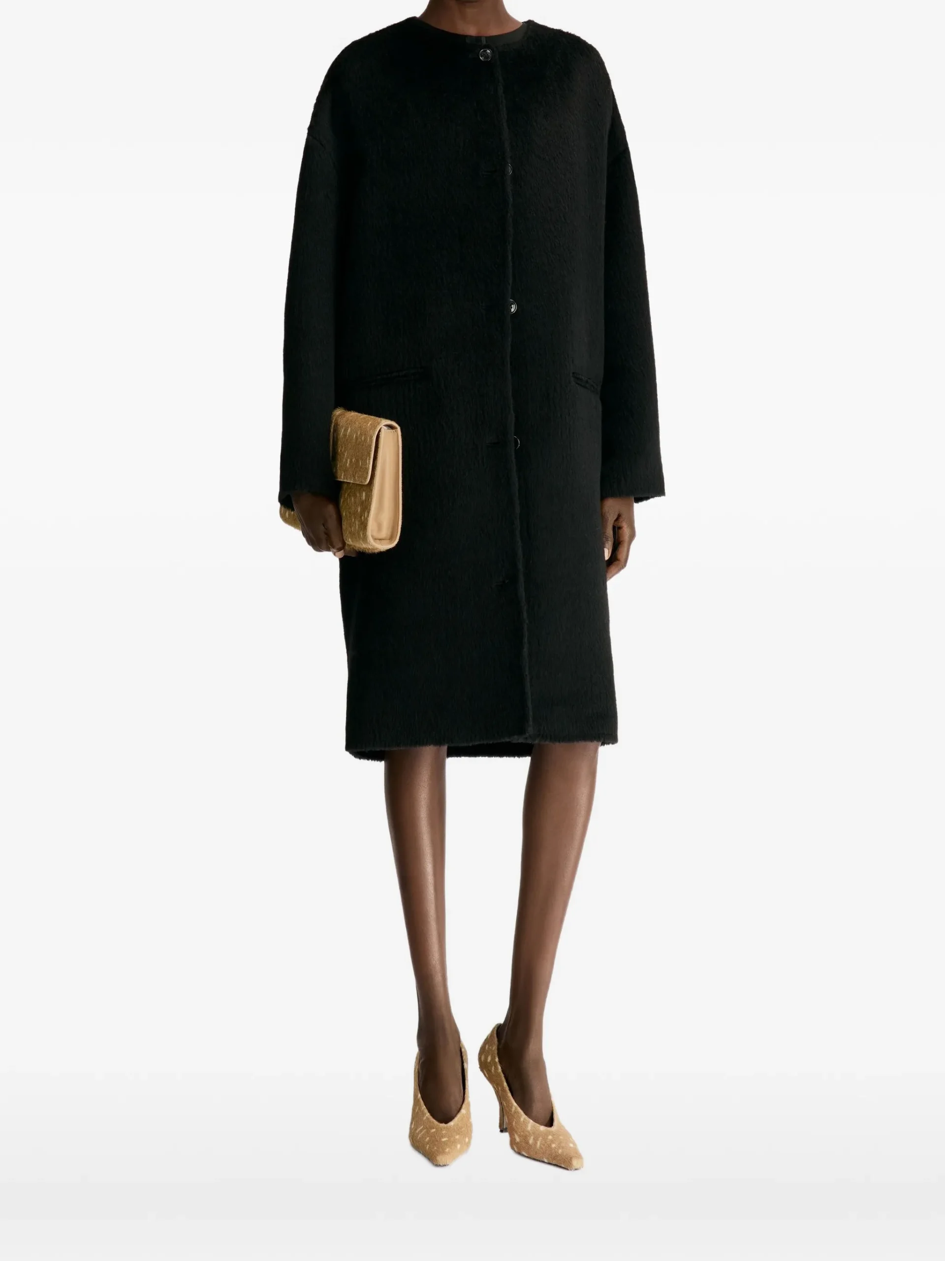 Palton LouLou De Saison oval-shaped negru - imagine 2