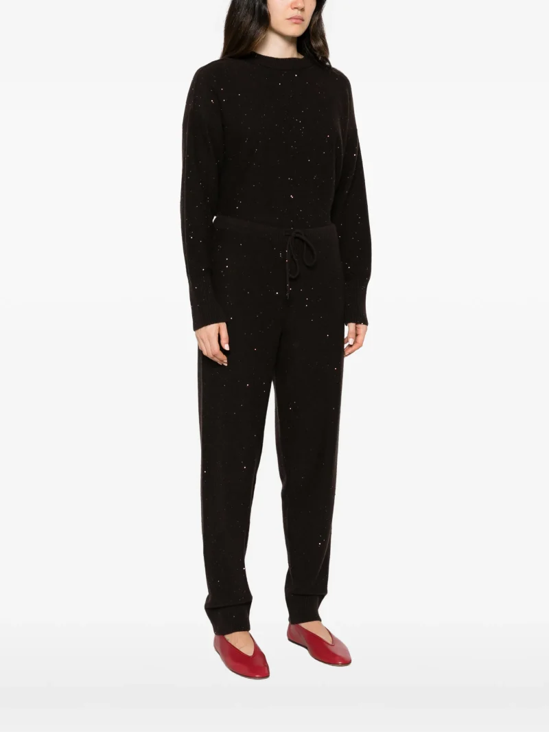 Pantaloni Antonelli Sequin-Embellished Drawstring negru - imagine 3