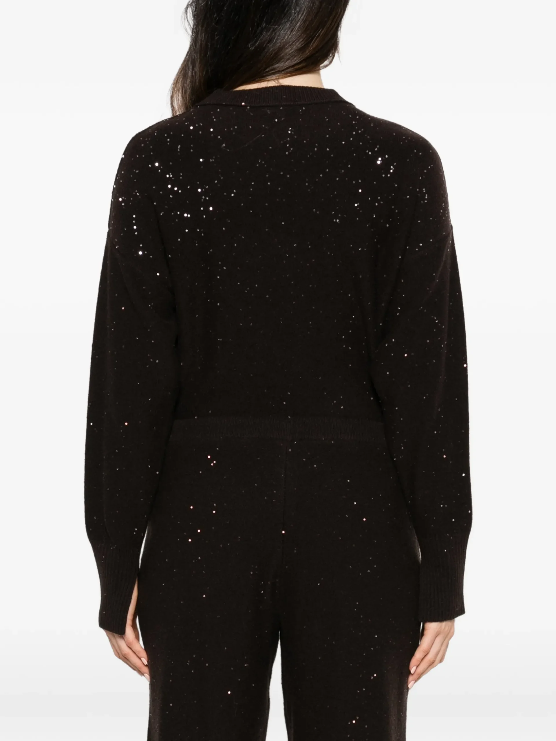 Pantaloni Antonelli Sequin-Embellished Drawstring negru - imagine 2