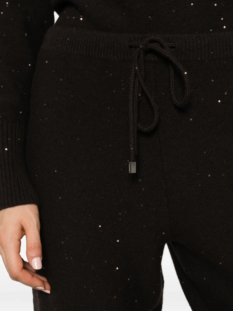 Pantaloni Antonelli Sequin-Embellished Drawstring negru - imagine 5