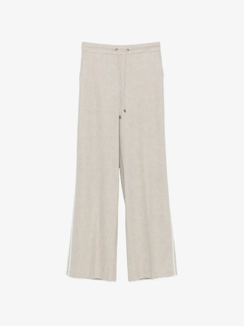 Pantaloni Lorena Antoniazzi side-stripe drawstring bej