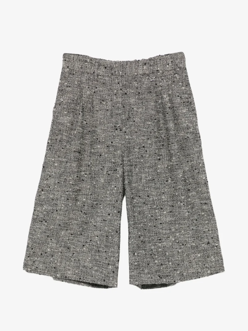 Pantaloni scurti Lorena Antoniazzi tweed wide-leg gri