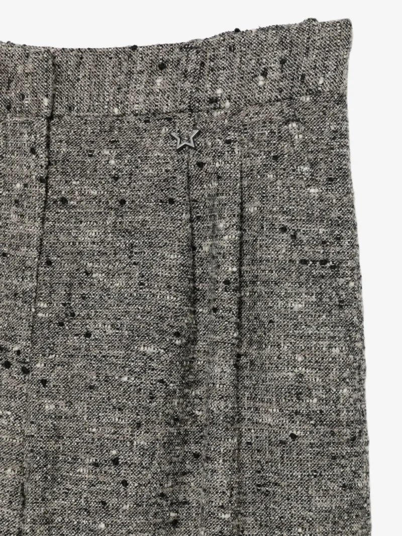 Pantaloni scurti Lorena Antoniazzi tweed wide-leg gri - imagine 3