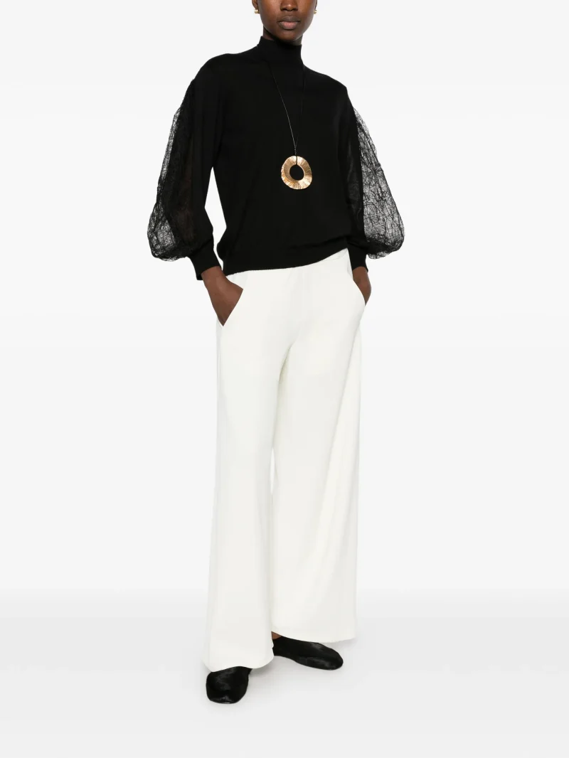 Alternative view of Pulover Fabiana Filippi lace-panel balloon-sleeve negru