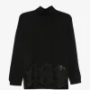 Pulover Fabiana Filippi lace-trim high-neck negru