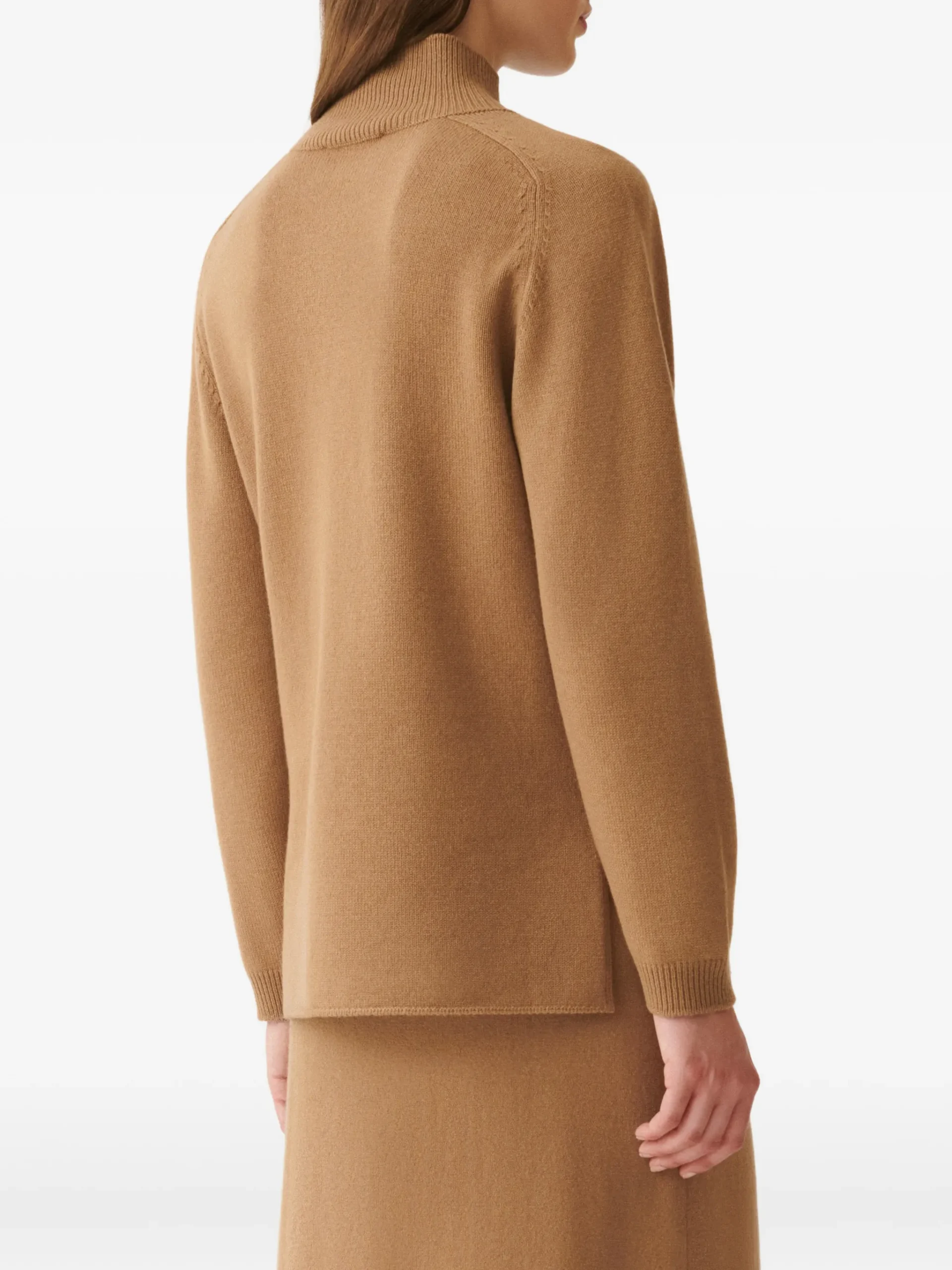 Pulover Fabiana Filippi lace-trim roll-neck maro - imagine 4