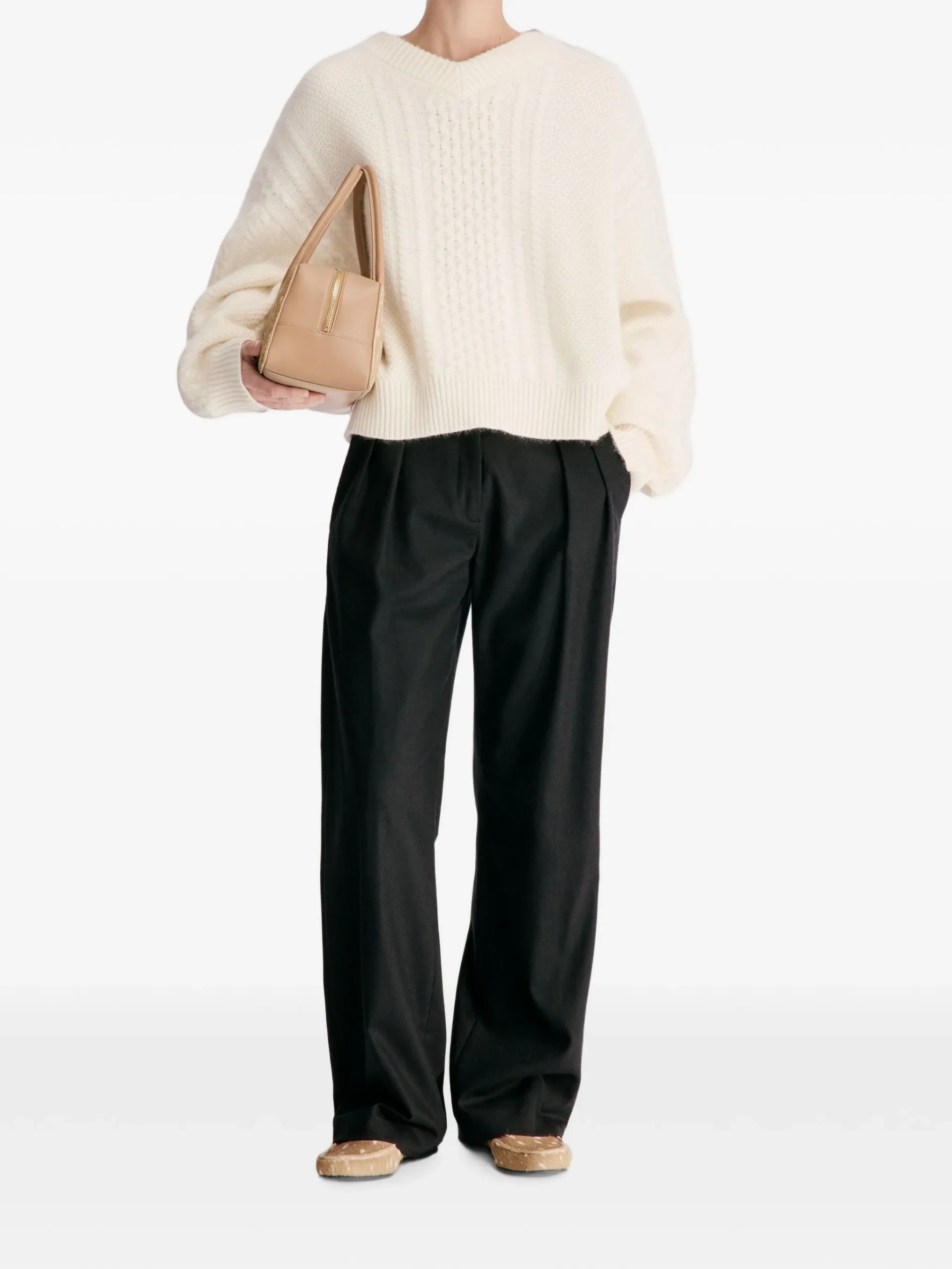 Pulover LouLou De Saison Lucio cable-knit bej - imagine 2
