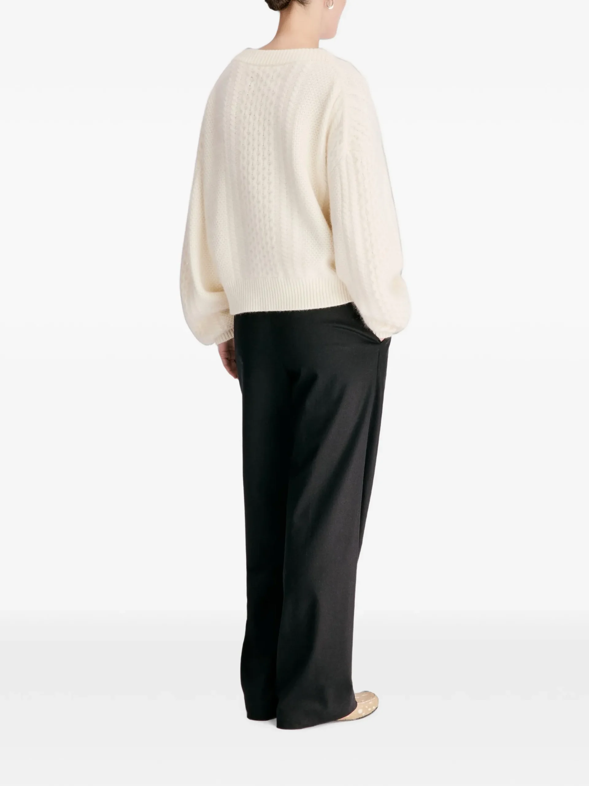 Pulover LouLou De Saison Lucio cable-knit bej - imagine 4