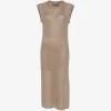 Rochie midi Lorena Antoniazzi metallic-effect sleeveless bej