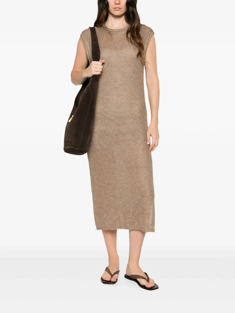Alternative view of Rochie midi Lorena Antoniazzi metallic-effect sleeveless bej