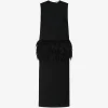 Rochie midi LouLou De Saison Sonia feather-trim negru