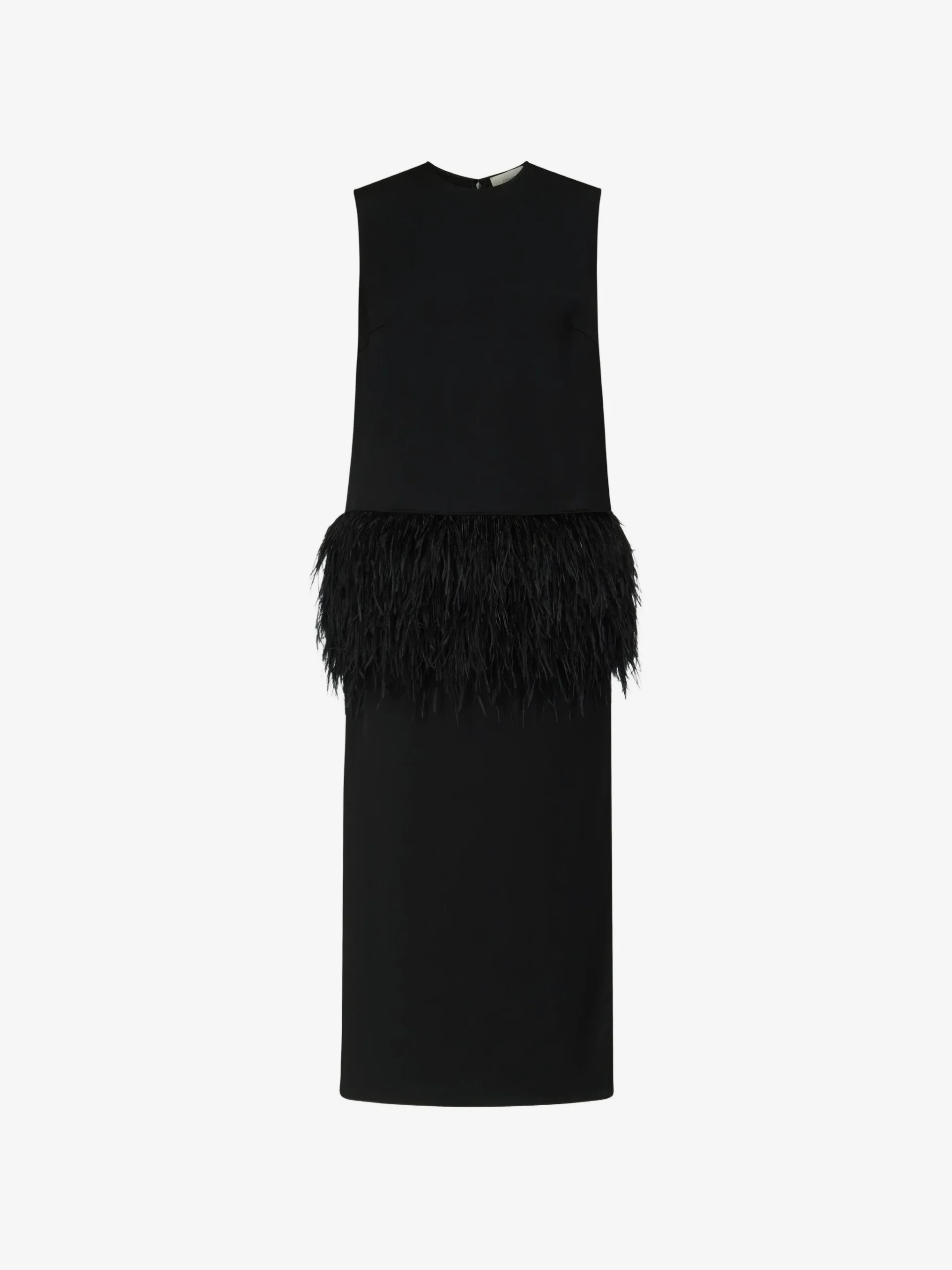 Rochie midi LouLou De Saison Sonia feather-trim negru