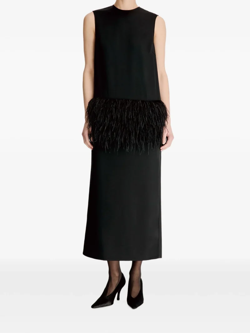Alternative view of Rochie midi LouLou De Saison Sonia feather-trim negru