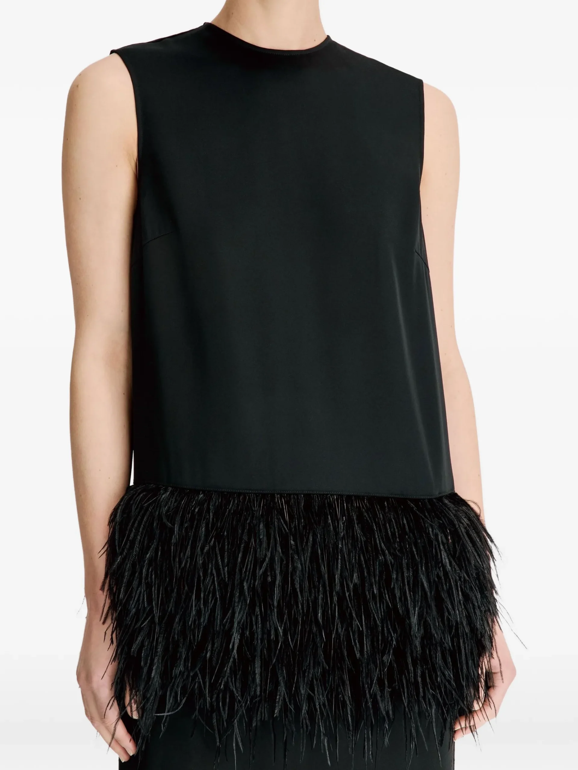Rochie midi LouLou De Saison Sonia feather-trim negru - imagine 3