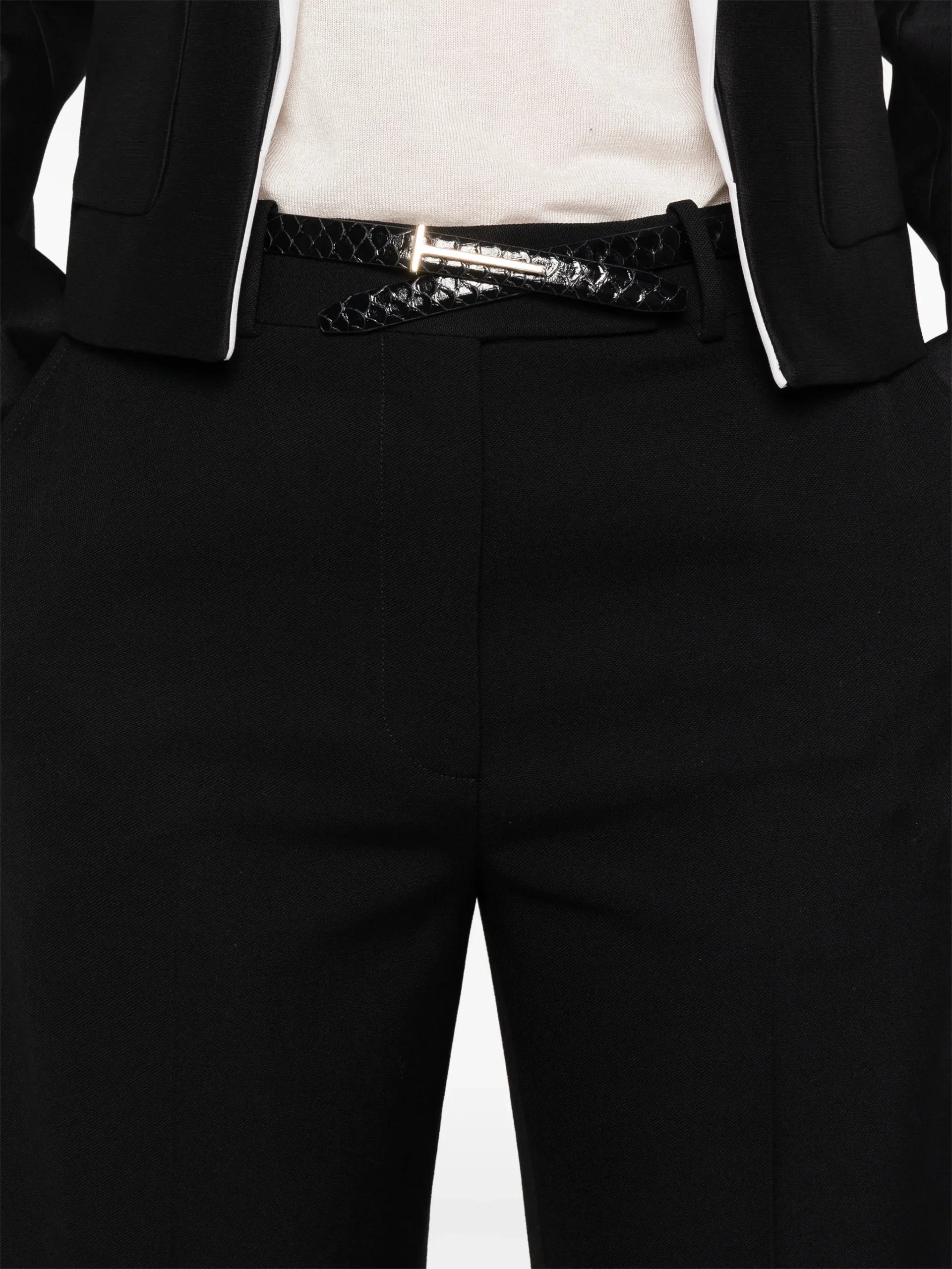 Pantaloni TOM FORD Pressed-Crease Turned-Up negru - imagine 5