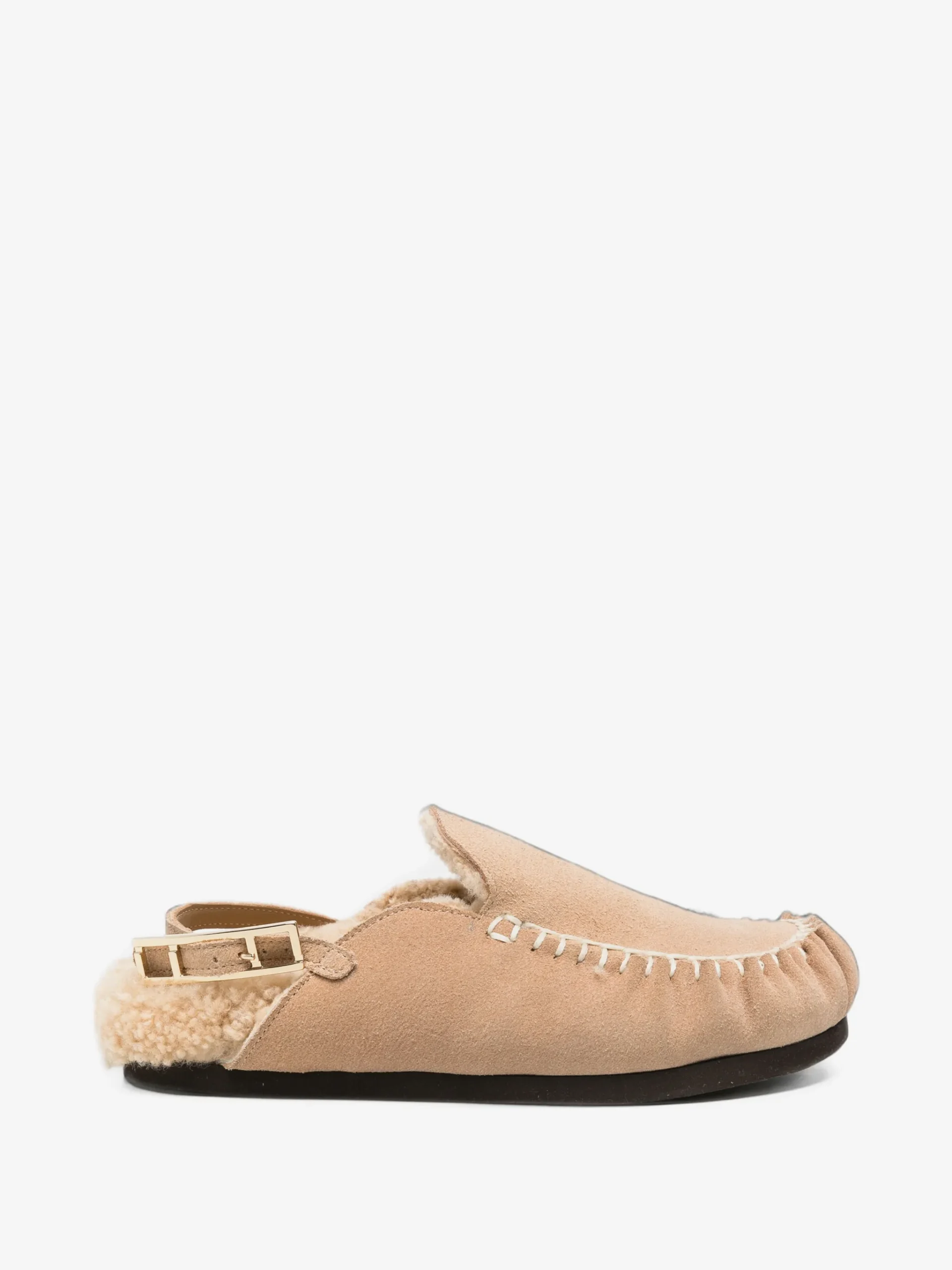 Saboti Fabiana Filippi shearling-lined whipstitch-trim bej