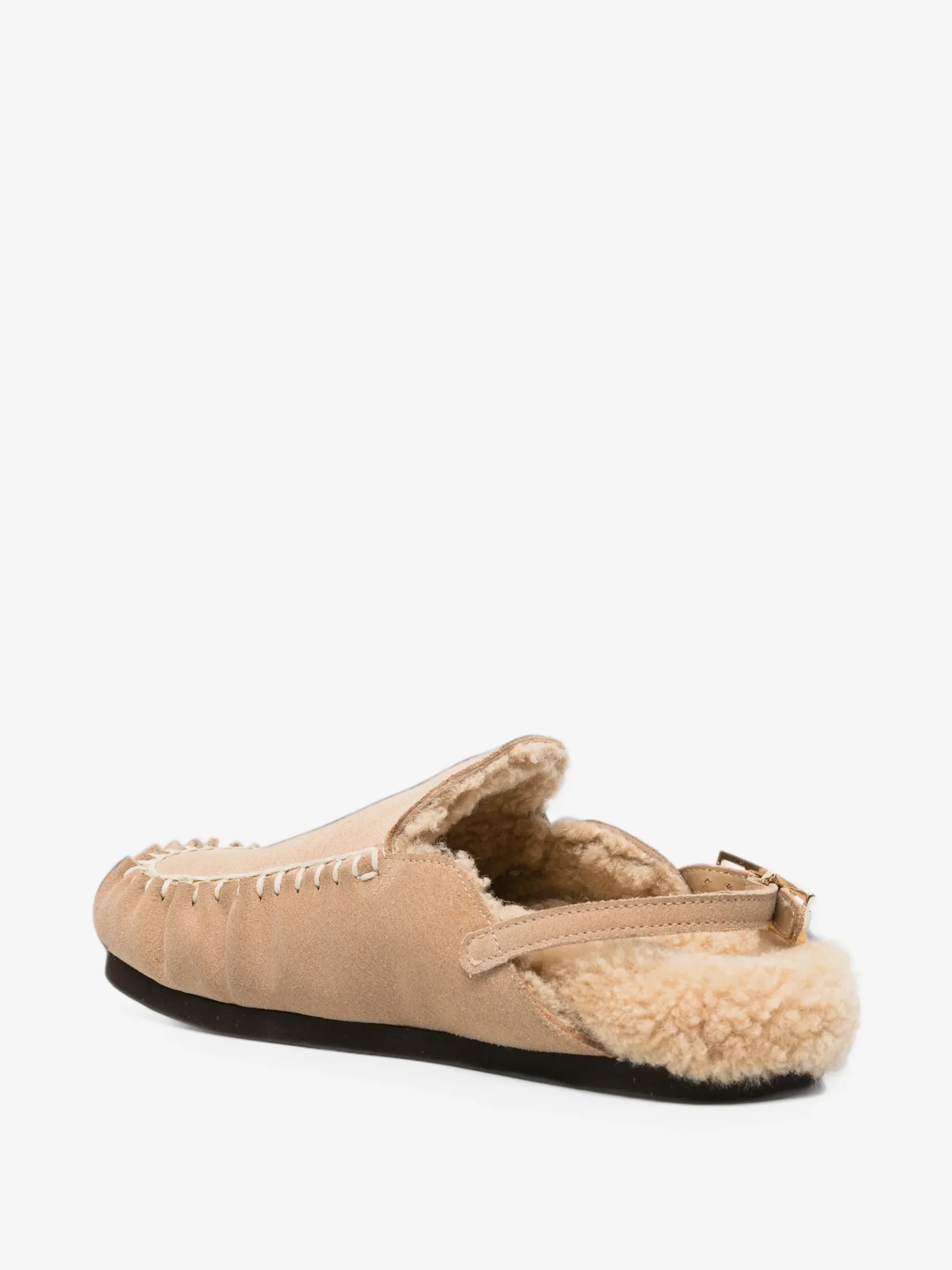 Saboti Fabiana Filippi shearling-lined whipstitch-trim bej - imagine 4