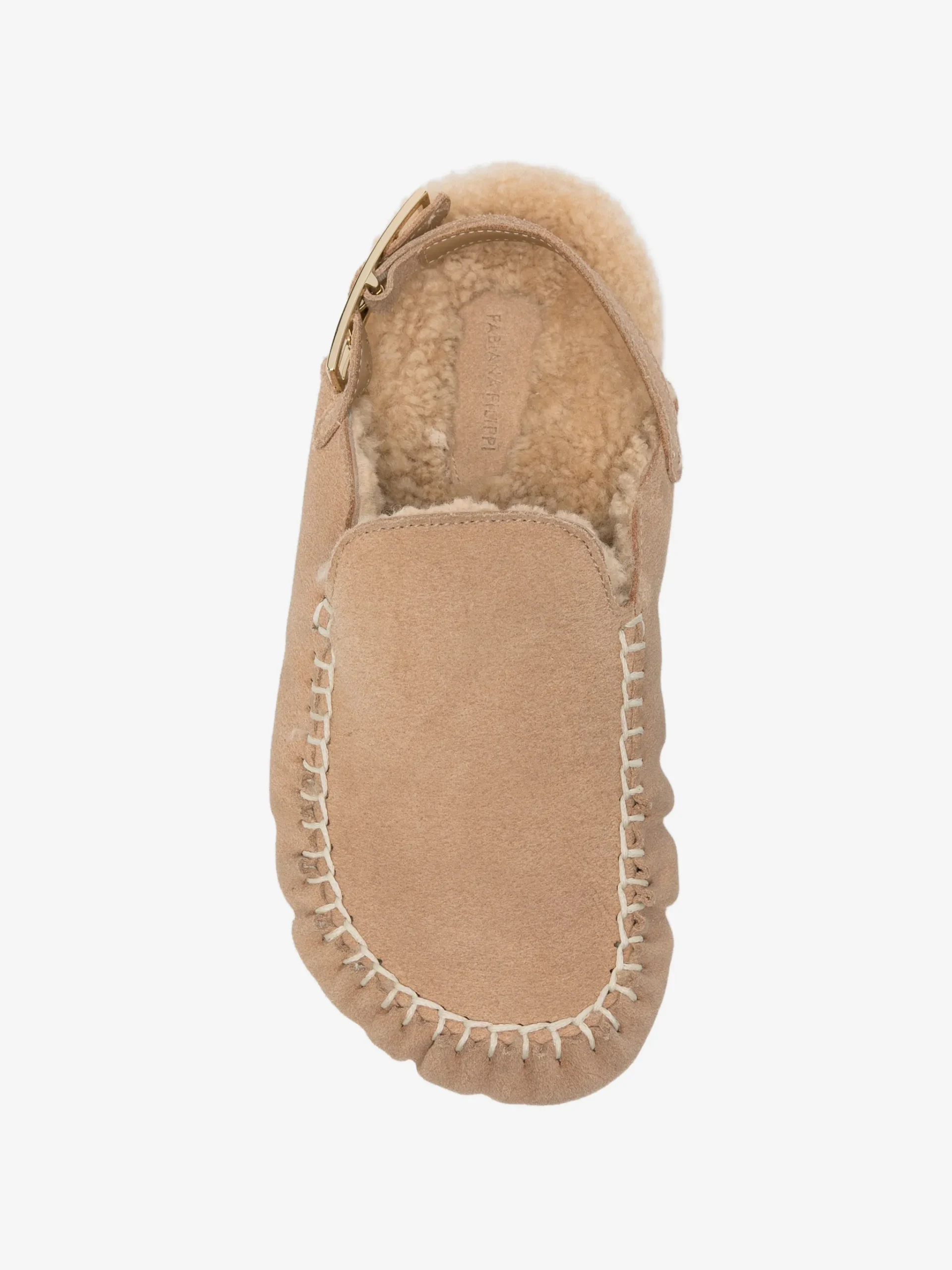 Saboti Fabiana Filippi shearling-lined whipstitch-trim bej - imagine 3