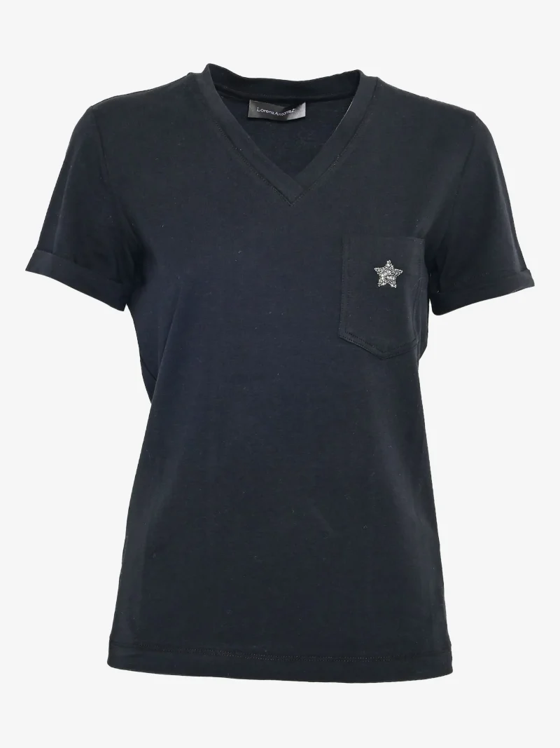 Tricou Lorena Antoniazzi Libra star-embellished negru