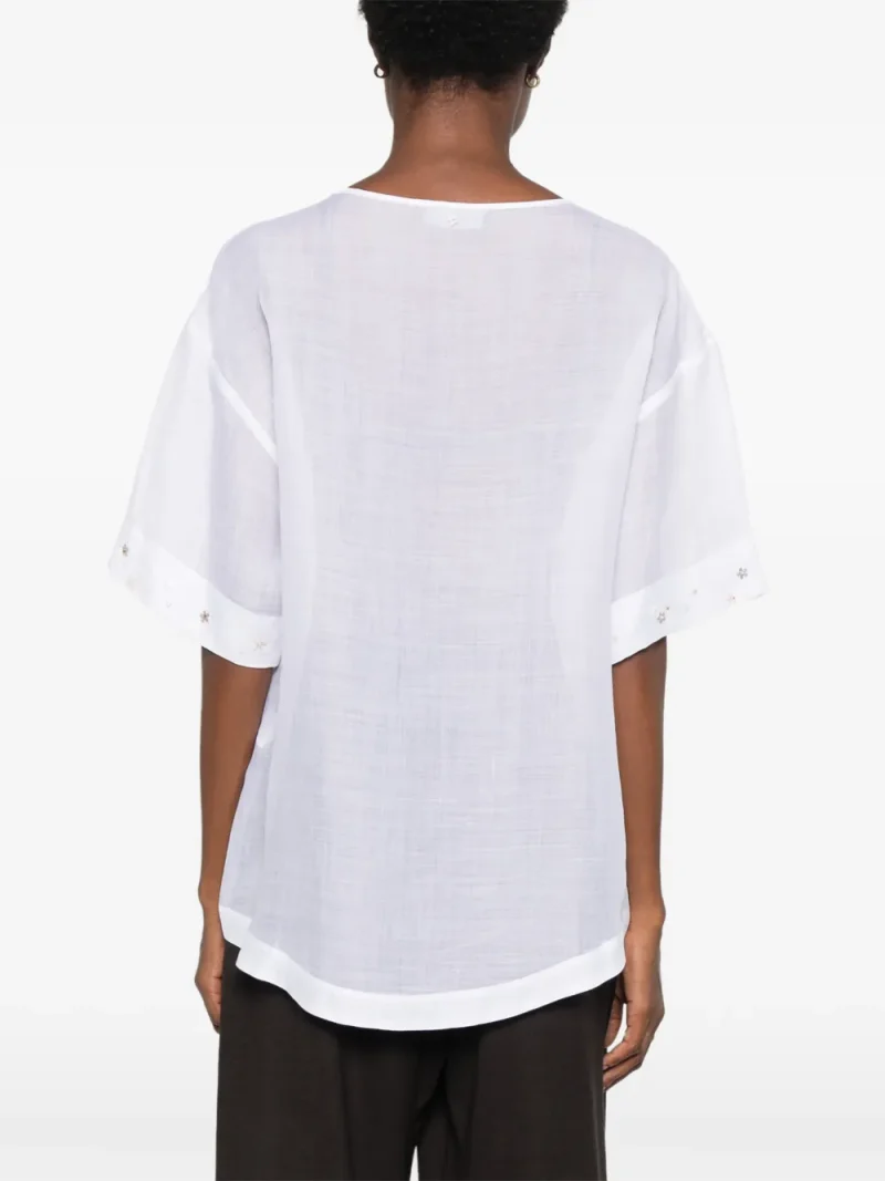 Tricou Lorena Antoniazzi embellished-pocket alb - imagine 4