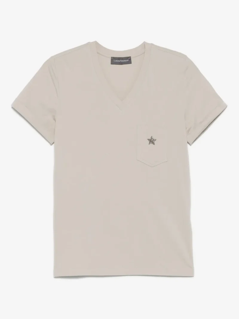 Tricou Lorena Antoniazzi star-appliqué bej