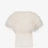 Tricou LouLou De Saison Iona feather-trim ecru