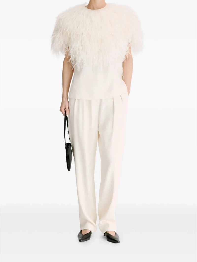 Alternative view of Tricou LouLou De Saison Iona feather-trim ecru