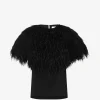 Tricou LouLou De Saison Iona feather-trim negru