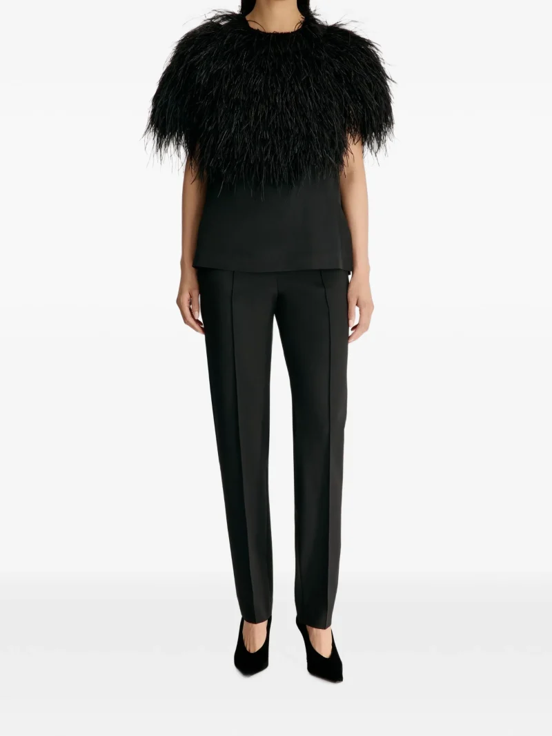 Alternative view of Tricou LouLou De Saison Iona feather-trim negru