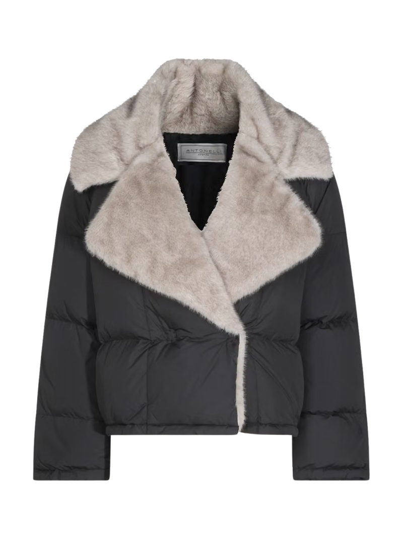 Jacheta Antonelli Fur-Trim Quilted negru