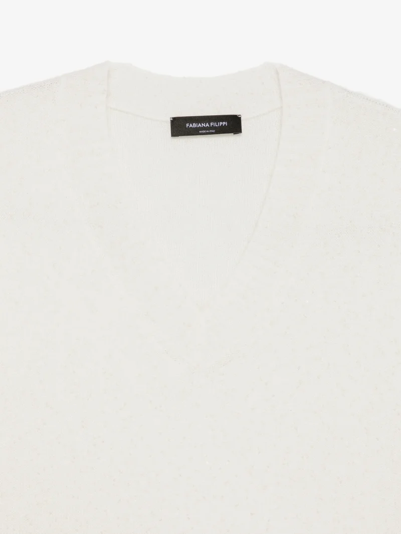 Vesta Fabiana Filippi sequin-embellished V-neck alb - imagine 3