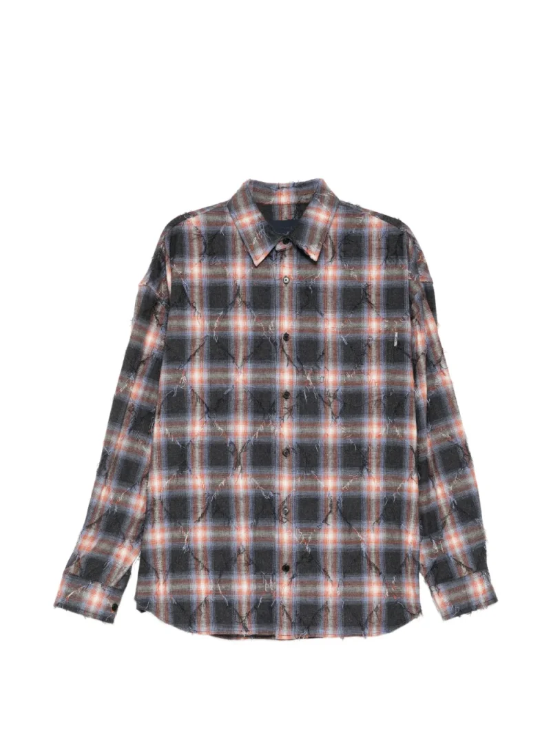 Camasa Juun.J Argyle Check Distressed bleumarin