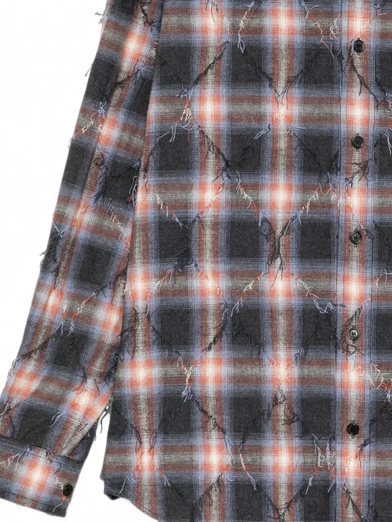 Camasa Juun.J Argyle Check Distressed bleumarin - imagine 3