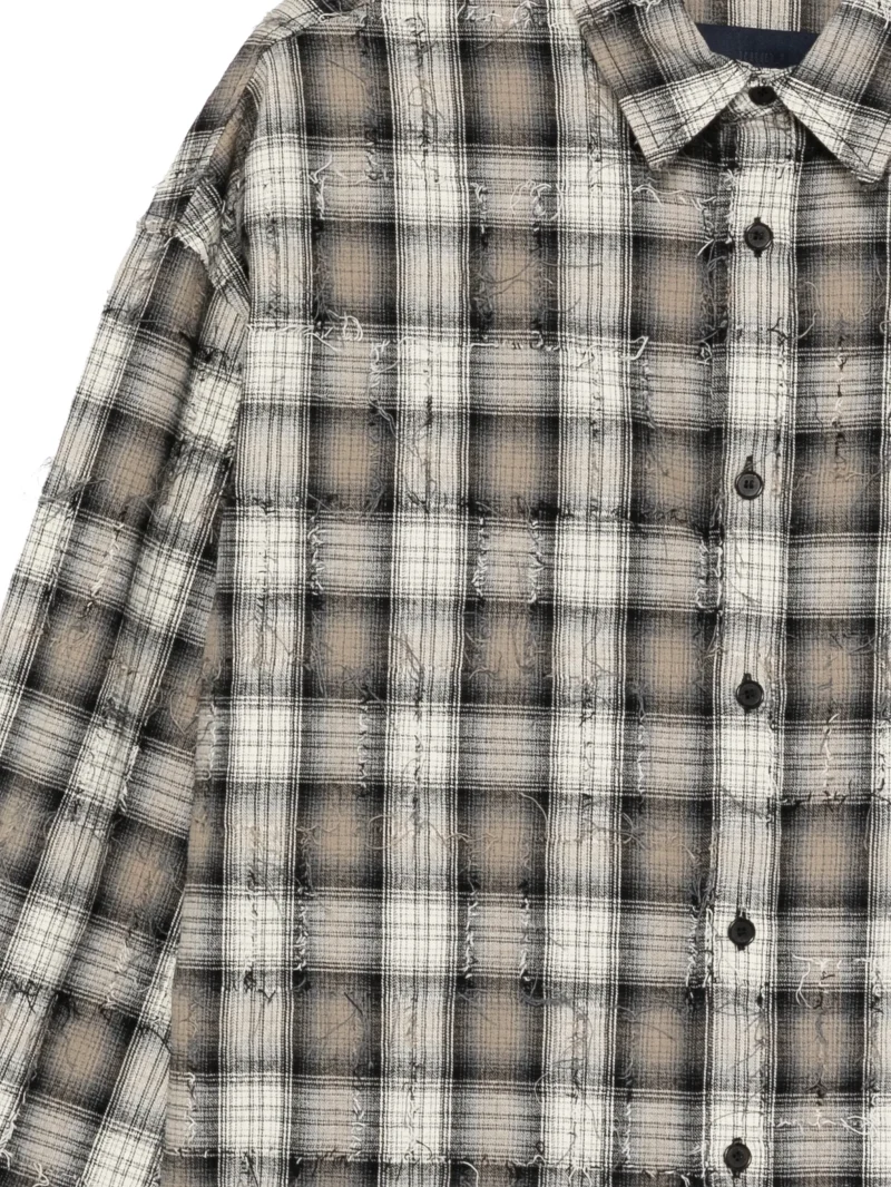 Camasa Juun.J Distressed Check bej - imagine 3