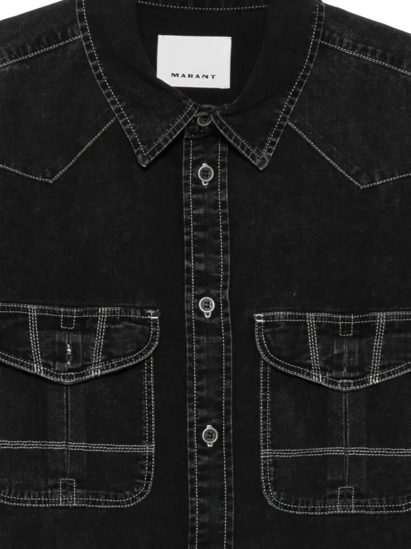Camasa MARANT Viken Contrast-Stitch negru - imagine 3